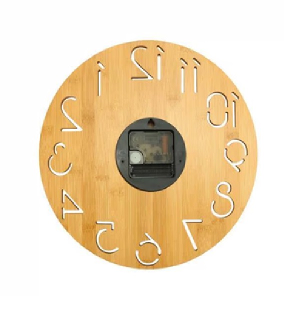 Round Bamboo Wall Clock 28 cm Diameter Type Analog - Image 2
