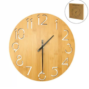 Round Bamboo Wall Clock 28 cm Diameter Type Analog