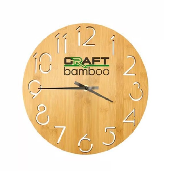 Round Bamboo Wall Clock 28 cm Diameter Type Analog - Image 4