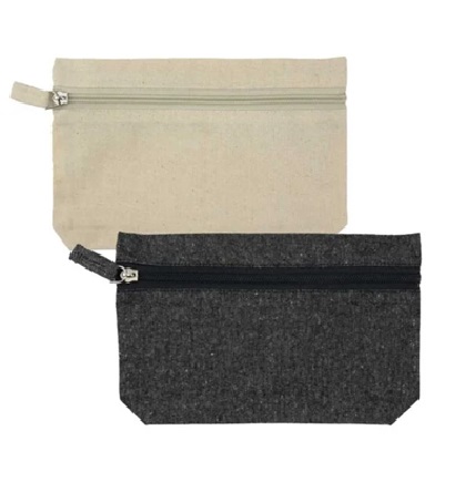 Natural Cotton Pouches with front Zipper Closure