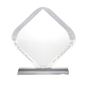 Rhombus Shaped Crystal Awards with Engraved Design