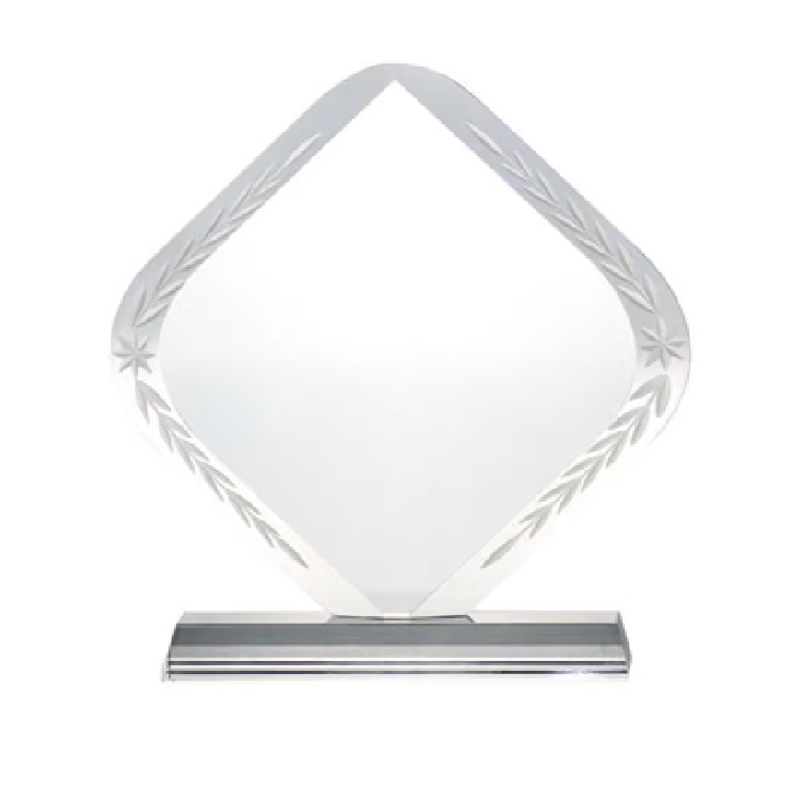 Rhombus Shaped Crystal Awards with Engraved Design
