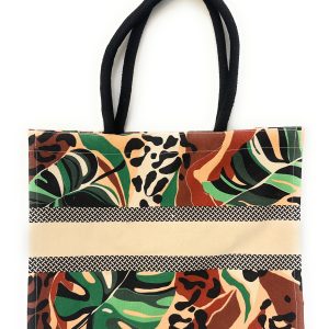 Printed Jute Bag Colored Leaf Print