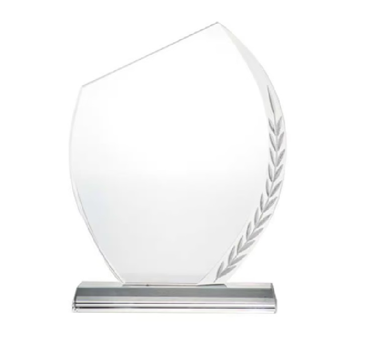 Crystal Awards with Engraved Leaf Design