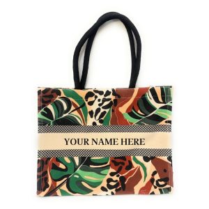 Printed Jute Bag Colored Leaf Print