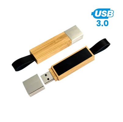 Bamboo LED Logo USB with Strap