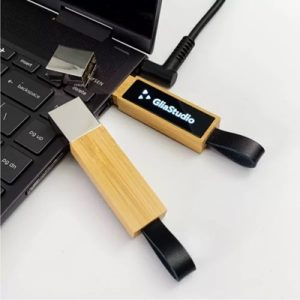 Bamboo LED Logo USB with Strap