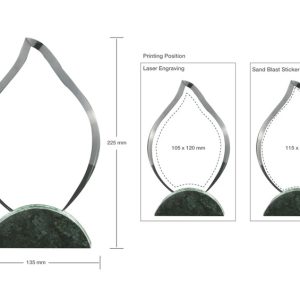 Flame Shaped Crystal & Marble Awards in Hardboard Box