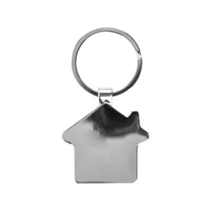 Bamboo and Metal Keychain House Shaped