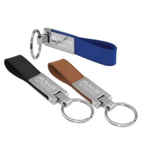 Metal Key Chains with Leather Strap