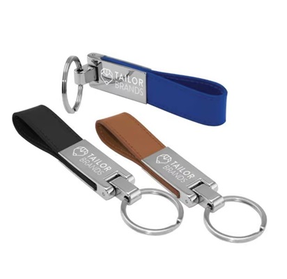 Metal Key Chains with Leather Strap