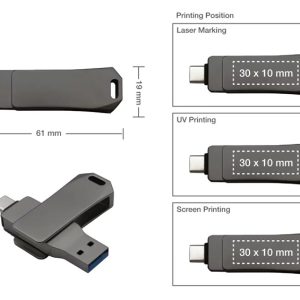 Swivel OTG USB in Gun Metal