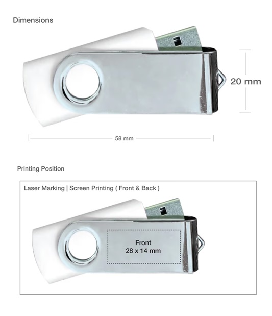 Shiny Silver Swivel USB Flash Drives - Image 2