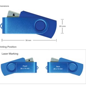 Matt Blue Swivel USB Flash Drives