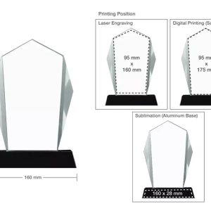 Crystal Award with Black Base in Wooden Box