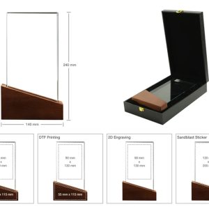 Crystal Awards with Wood Base in Black Hardboard Box